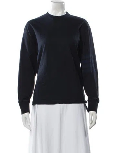 Pre-owned Thom Browne 4-bar Crew Neck Sweatshirt In Blue