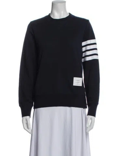 Pre-owned Thom Browne 4-bar Crew Neck Sweatshirt In Blue