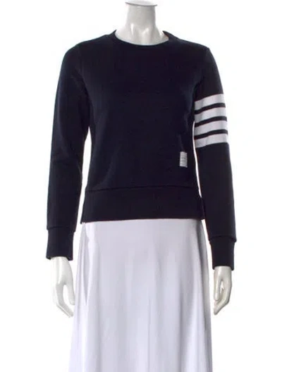 Pre-owned Thom Browne 4-bar Crew Neck Sweatshirt In Blue