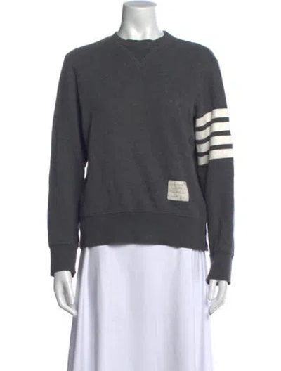 Pre-owned Thom Browne 4-bar Crew Neck Sweatshirt In Gray