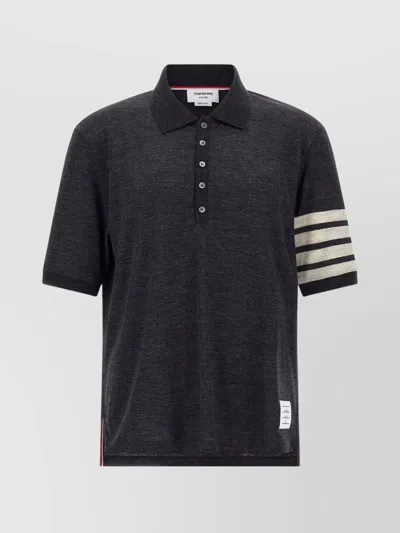 Thom Browne 4-bar Virgin Wool Jersey Polo In Black