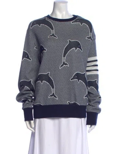 Pre-owned Thom Browne 4-bar Dolphin Graphic Print In Blue