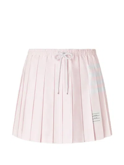 Thom Browne 4-bar Drawstring Pleated Mini Skirt In Pink