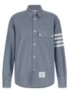 Thom Browne 4 Bar Stripe Flannel Shirt In Blue