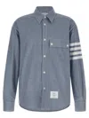 Thom Browne 4 Bar Stripe Flannel Shirt In Blue