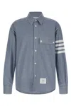 Thom Browne 4 Bar Stripe Flannel Shirt In Blue