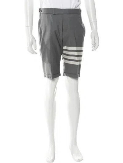 Pre-owned Thom Browne 4-bar Flat Front Shorts In Gray