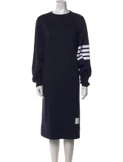 Pre-owned Thom Browne 4-bar Fleece Midi Length Dress In Blue