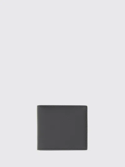 Thom Browne 4-bar Full-grain Leather Bifold Wallet In Gray