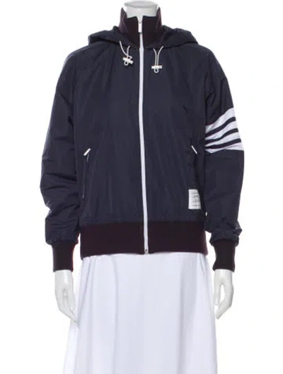 Pre-owned Thom Browne 4-bar Graphic Print Bomber Jacket In Blue