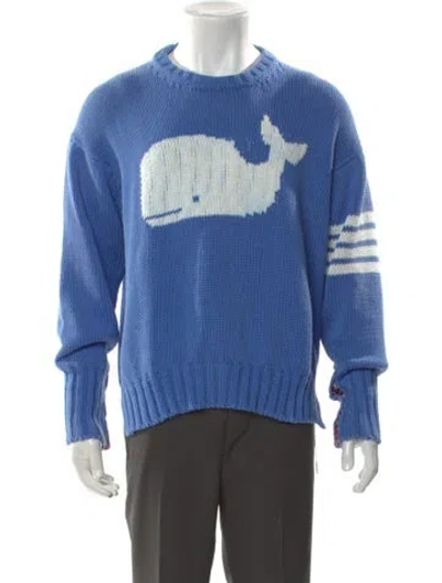 Pre-owned Thom Browne 4-bar Graphic Print Pullover In Blue