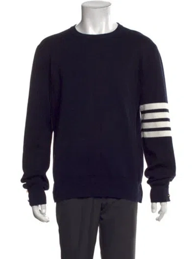 Pre-owned Thom Browne 4-bar Graphic Print Sweatshirt In Blue