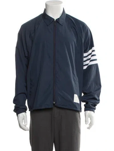 Pre-owned Thom Browne 4-bar Graphic Print Windbreaker In Blue