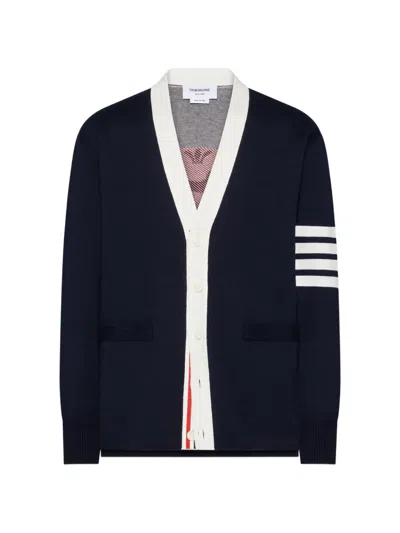 Thom Browne 4-bar Intarsia-knit Cardigan In Black