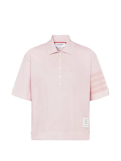Thom Browne 4-bar Jersey Polo Top In Brown