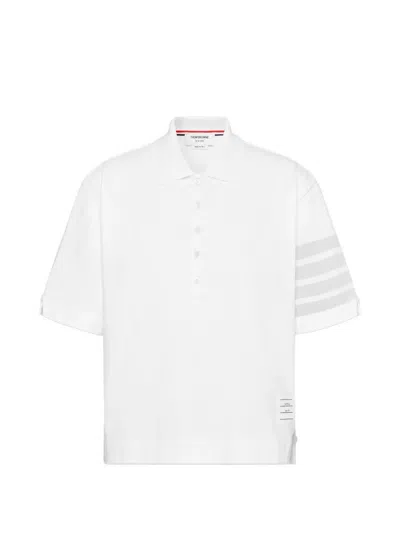 Thom Browne 4-bar Jersey Polo Top In White