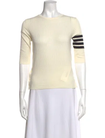 Pre-owned Thom Browne 4-bar Knit Crew Neck Top In Neutrals