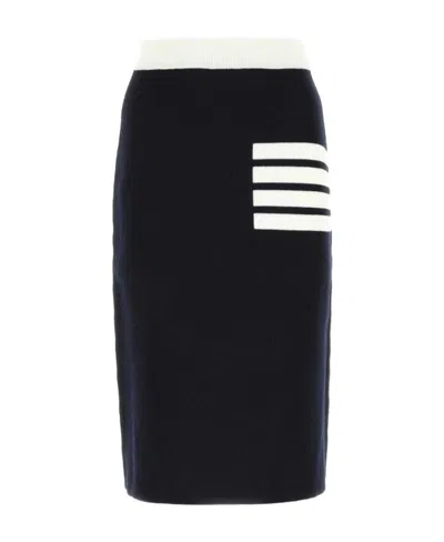 Thom Browne 4-bar Knitted Midi Skirt In Multi
