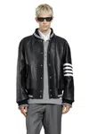 Thom Browne Coat Contrast Stripes Raglan Sleeves Pockets In Black