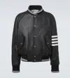 Thom Browne 4-bar Leather Bomber Jacket In Multi