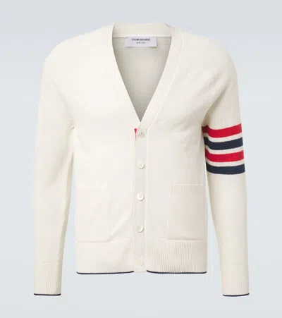 Thom Browne 4-bar Linen And Cotton Cardigan In White