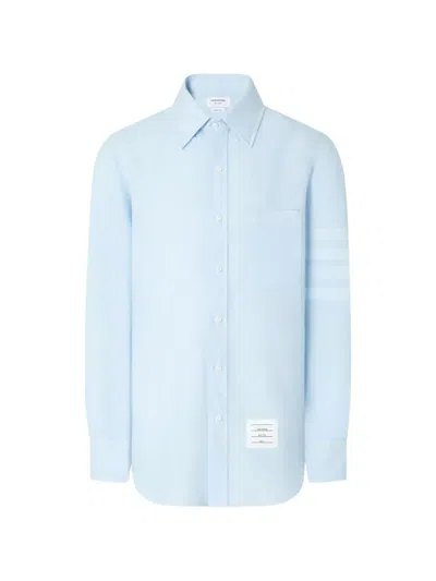 Thom Browne 4 바 리넨 셔츠 In Blue