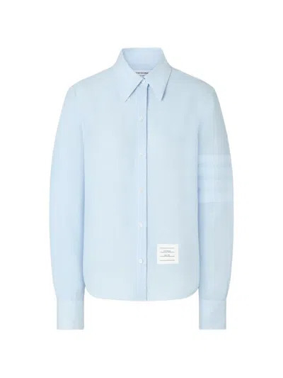Thom Browne 4-bar Linen Shirt In Blue