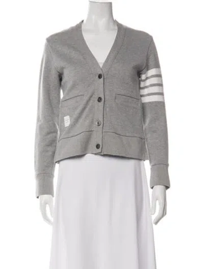 Pre-owned Thom Browne 4-bar Linen Sweater In Grey/white