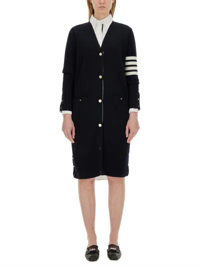 Thom Browne 4bar Long Cardigan In Blue