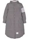 Thom Browne Grey Side-stripe-detail Padded Coat In Gray
