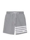 Thom Browne 4-bar Loopback Shorts In Gray