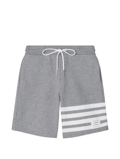 Thom Browne Kids' 4-bar Loopback Shorts In Gray