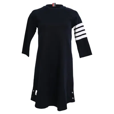 Thom Browne 4-bar Loopback Sweatshirt Mini Dress In Black Cotton