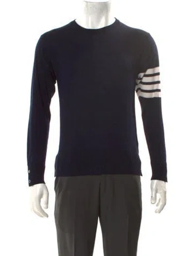 Pre-owned Thom Browne 4-bar Merino Wool Pullover In Blue