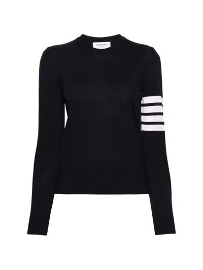 Thom Browne 4-bar Merino Wool Sweater In Black