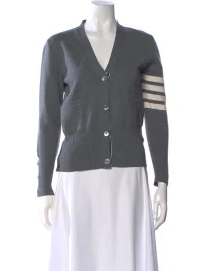 Pre-owned Thom Browne 4-bar Merino Wool Sweater In Gray