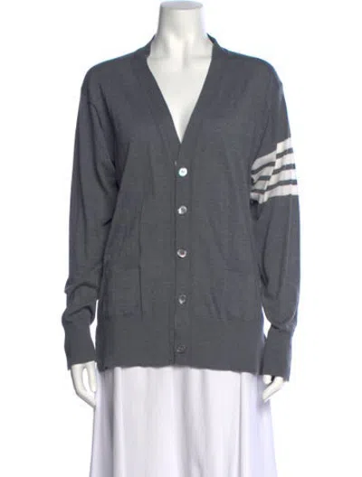 Pre-owned Thom Browne 4-bar Merino Wool Sweater In Grey