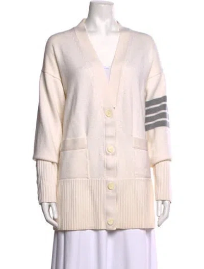 Pre-owned Thom Browne 4-bar Merino Wool Sweater In Neutrals