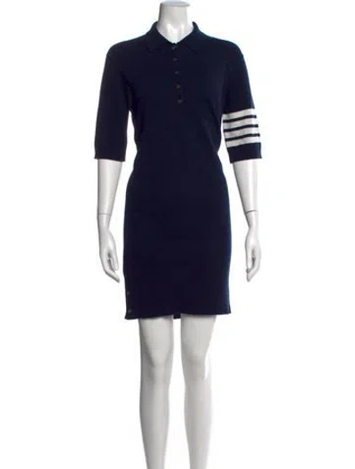 Pre-owned Thom Browne 4-bar Mini Dress In Blue