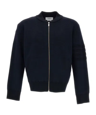 Thom Browne 4-bar Ottoman Milano-stitch Zipped Bomber Jacket In Blue