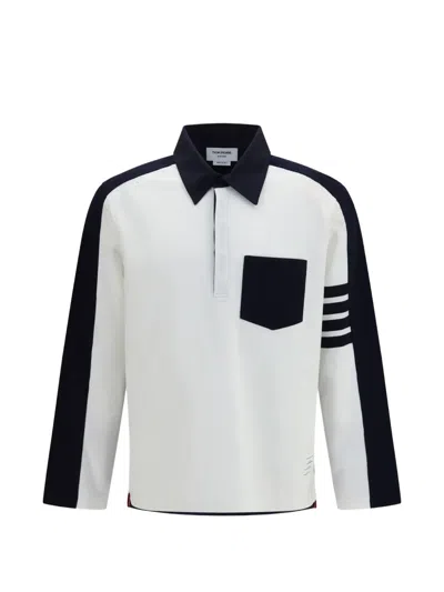 Thom Browne Oversized Rugby Polo With Contrast Collar In White