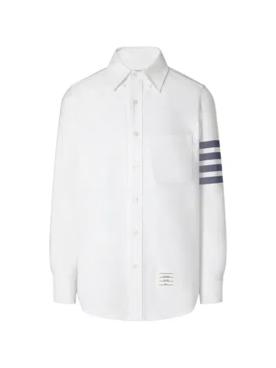 Thom Browne Grey Funmix Checked Cotton Shirt In Medium Blue