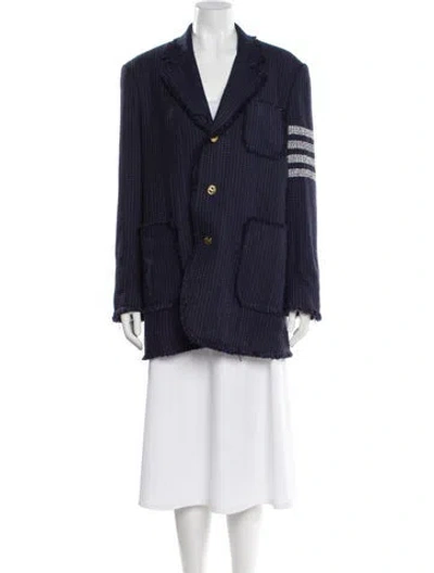 Pre-owned Thom Browne 4-bar Peacoat In Blue