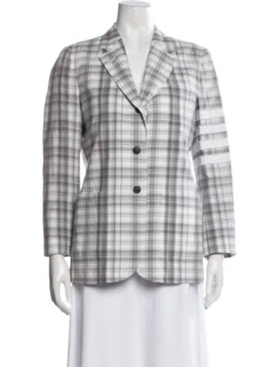 Pre-owned Thom Browne 4-bar Plaid Print Blazer In Gray