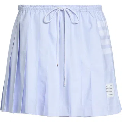 Thom Browne 4-bar Pleated Cotton Oxford Miniskirt In Blue