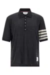 Thom Browne 4-bar Virgin Wool Jersey Polo In Gray