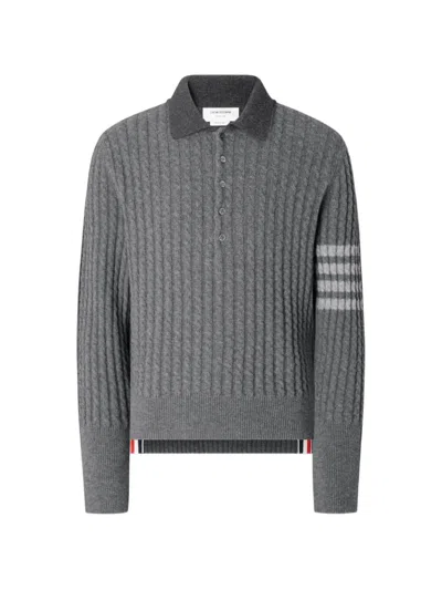 Thom Browne 4-bar Polo Shirt In Gray