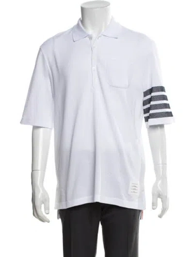 Pre-owned Thom Browne 4-bar Polo Shirt Striped Polo Shirt In White