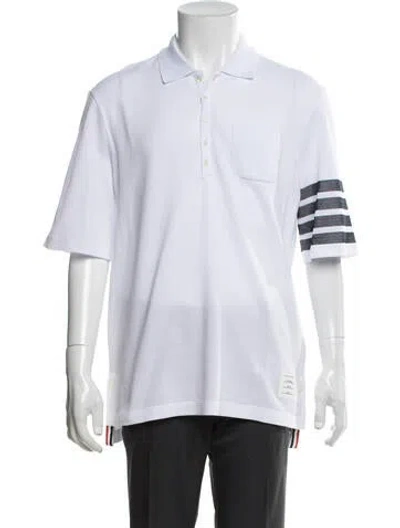 Pre-owned Thom Browne 4-bar Polo Striped Polo Shirt In White