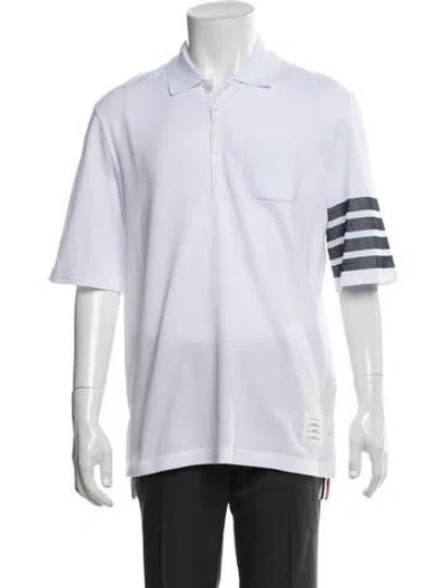 Pre-owned Thom Browne 4-bar Polo Striped Polo Shirt In White